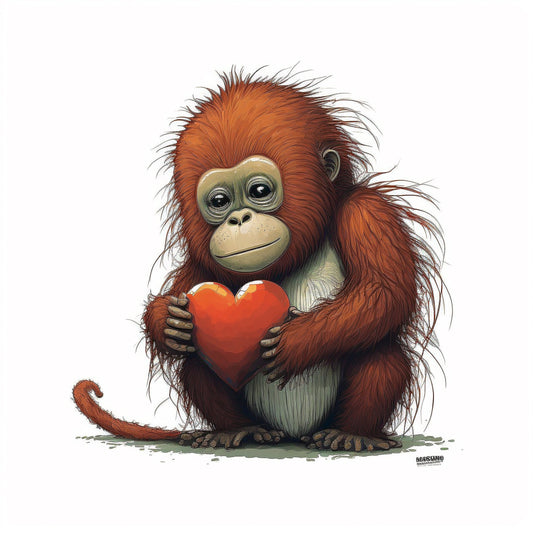Orangutan In Love Greetings Card, Orangutan Valentine's Card, Valentines Card, Orangutan Anniversary Card, Wedding Card, Cute Valentines