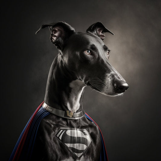 Greyhound Super hero Greetings Card, Valentine's Card, Birthday card, Greyhound Anniversary Card, Wedding Card, Cute Pet card
