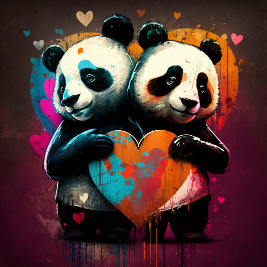 Panda In Love Greetings Card, Panda Valentine's Card, Valentines Card, Panda Anniversary Card, Wedding Card, Cute Valentines