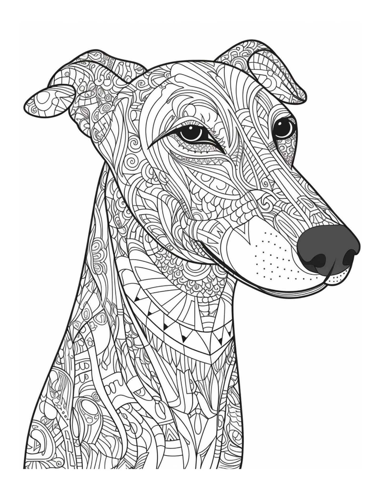 Greyhound Art Therapy Anti-Stress Colouring Book: Anti-Stress Book 50 images