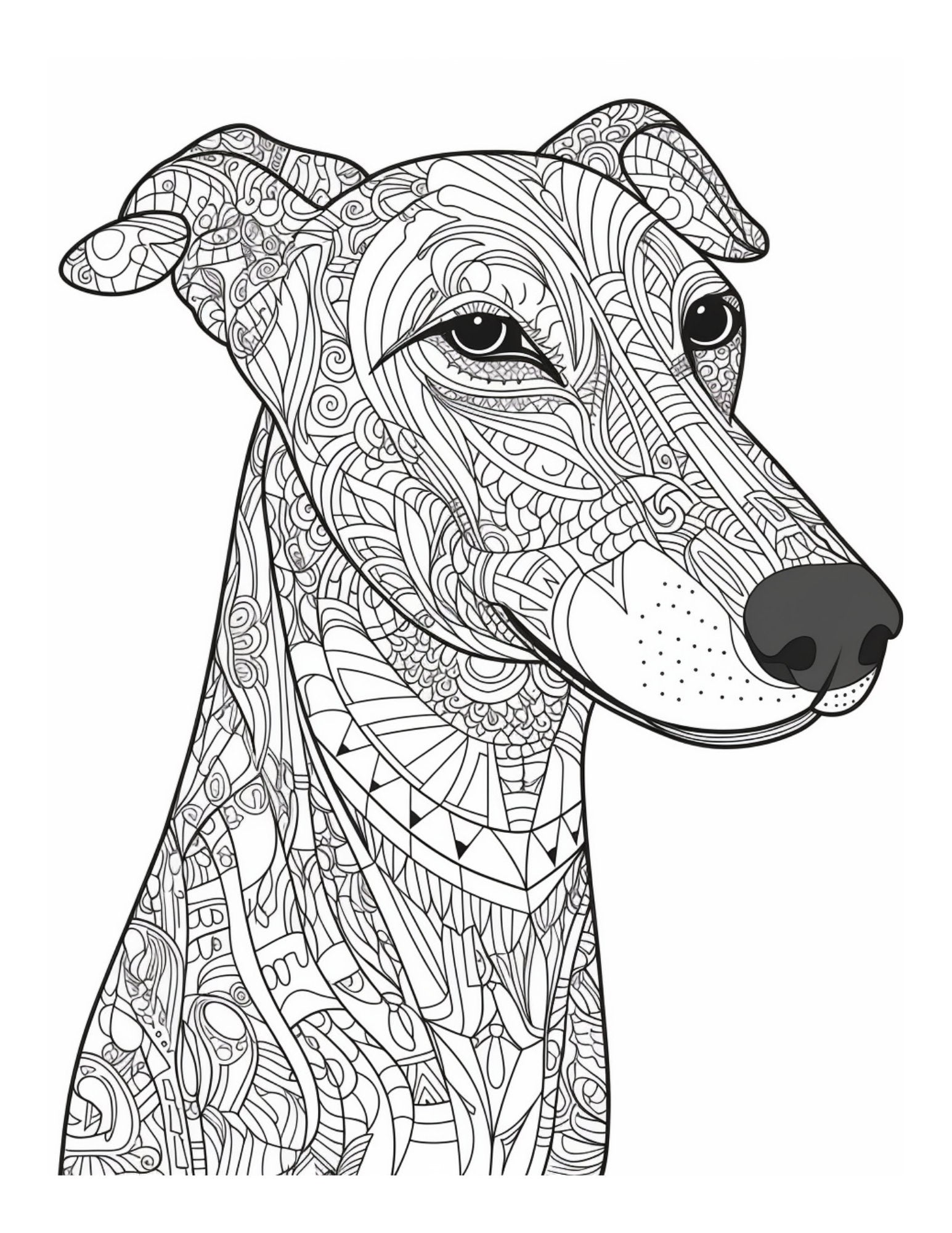 Greyhound Art Therapy Anti-Stress Colouring Book: Anti-Stress Book 50 images