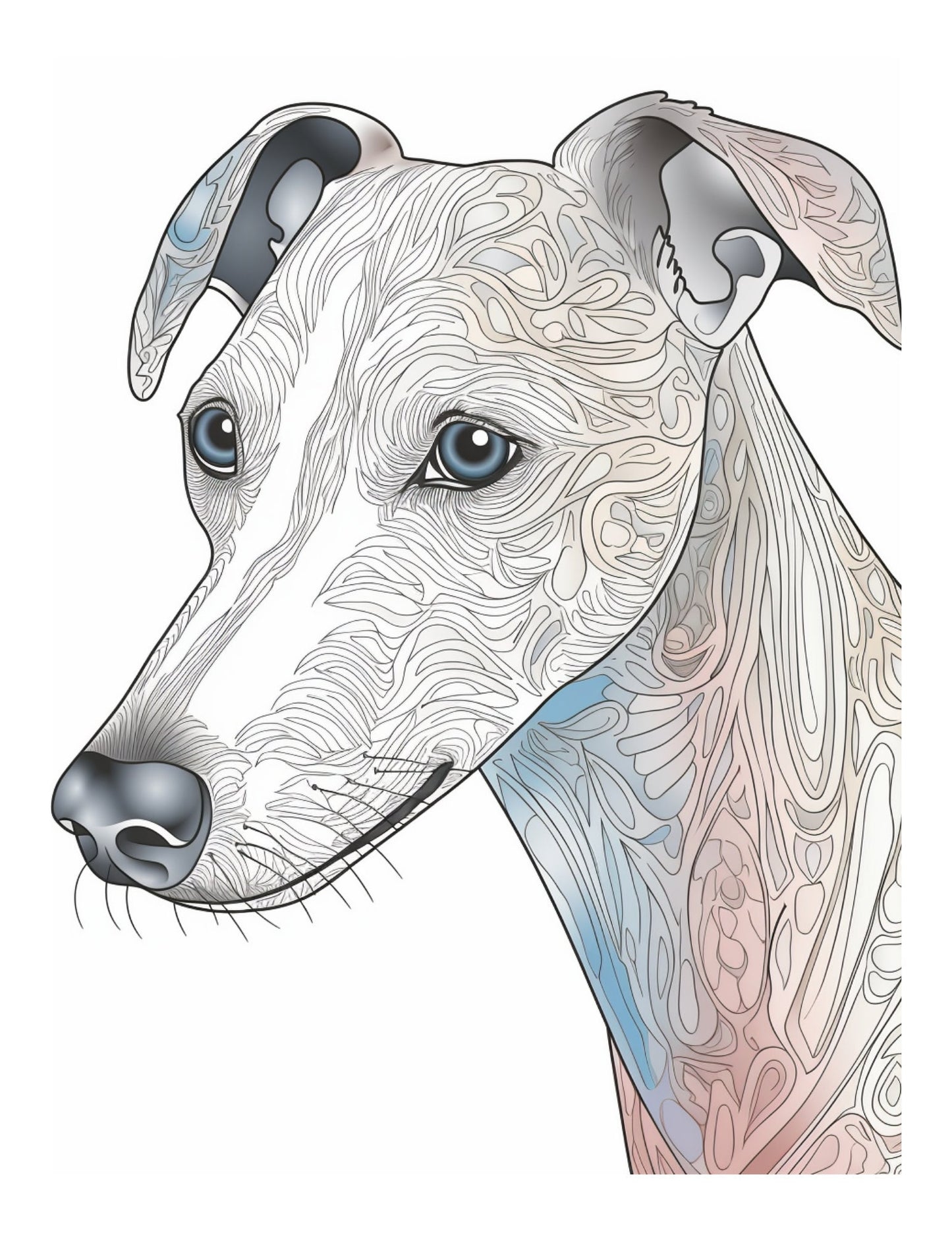 Greyhound Art Therapy Anti-Stress Colouring Book: Anti-Stress Book 50 images