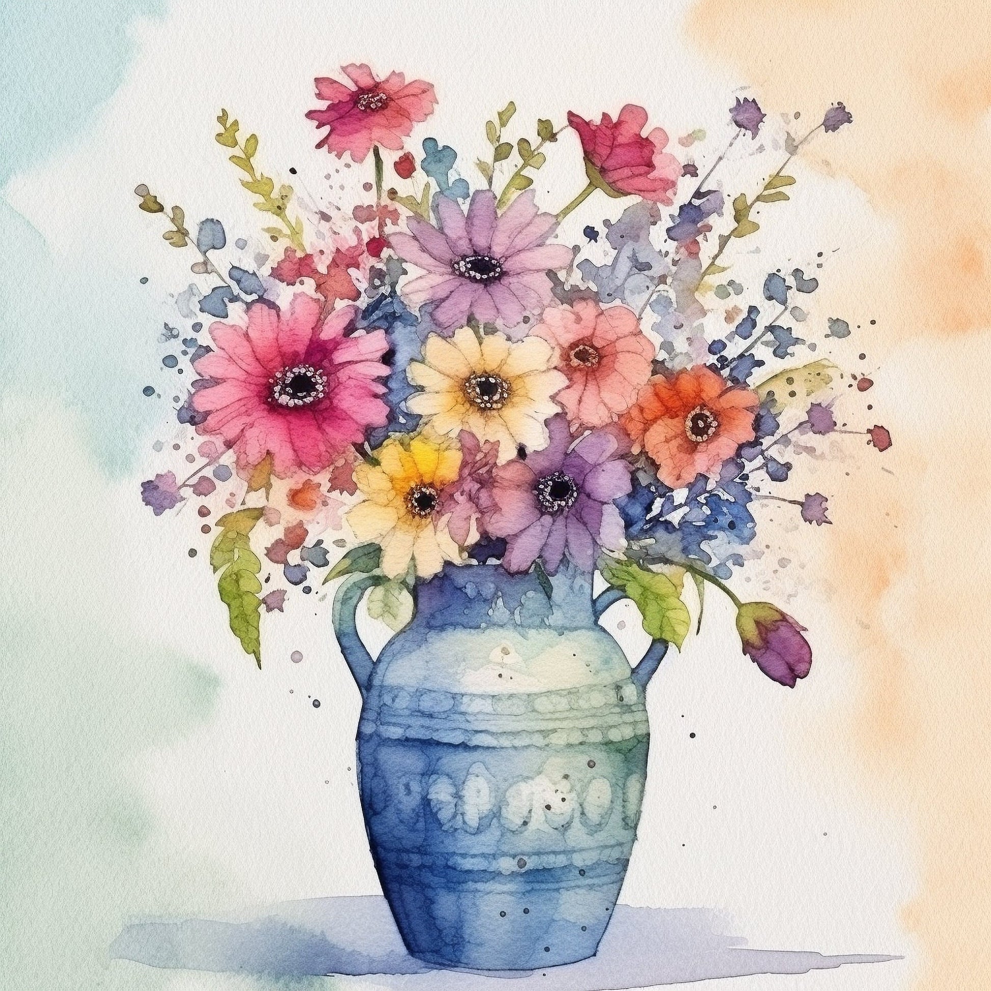 Vase of Flowers Clipart - 15 High Quality JPGs - Digital Download - Card Making, Mixed Media, Digital Paper Craft