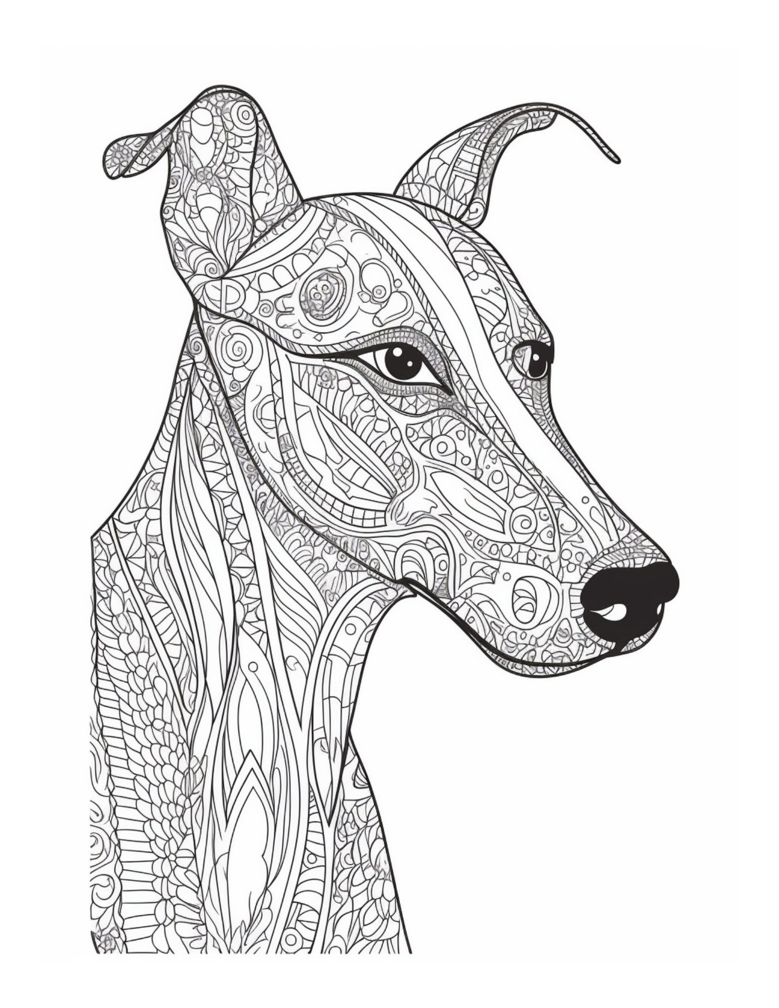 Greyhound Art Therapy Anti-Stress Colouring Book: Anti-Stress Book 50 images