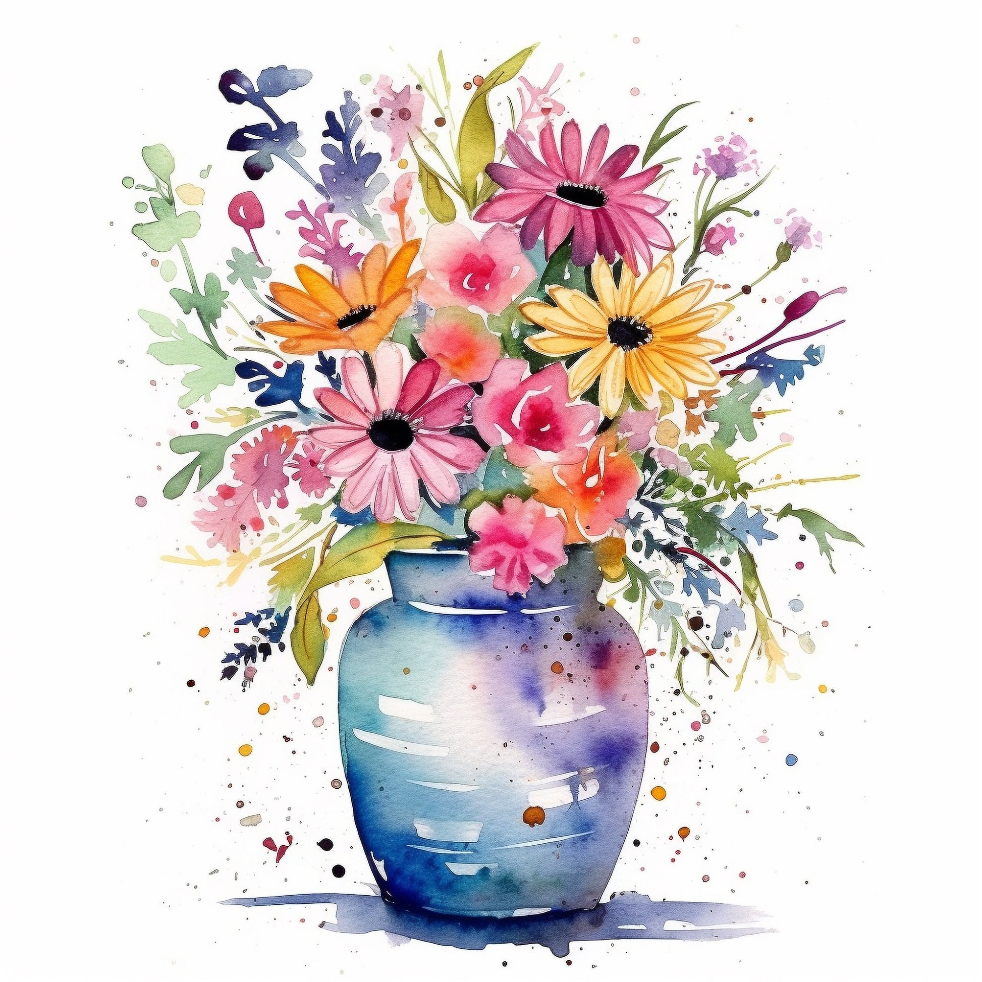 Vase of Flowers Clipart - 15 High Quality JPGs - Digital Download - Card Making, Mixed Media, Digital Paper Craft