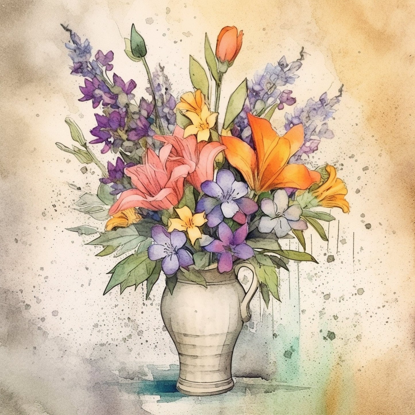 Vase of Flowers Clipart - 15 High Quality JPGs - Digital Download - Card Making, Mixed Media, Digital Paper Craft