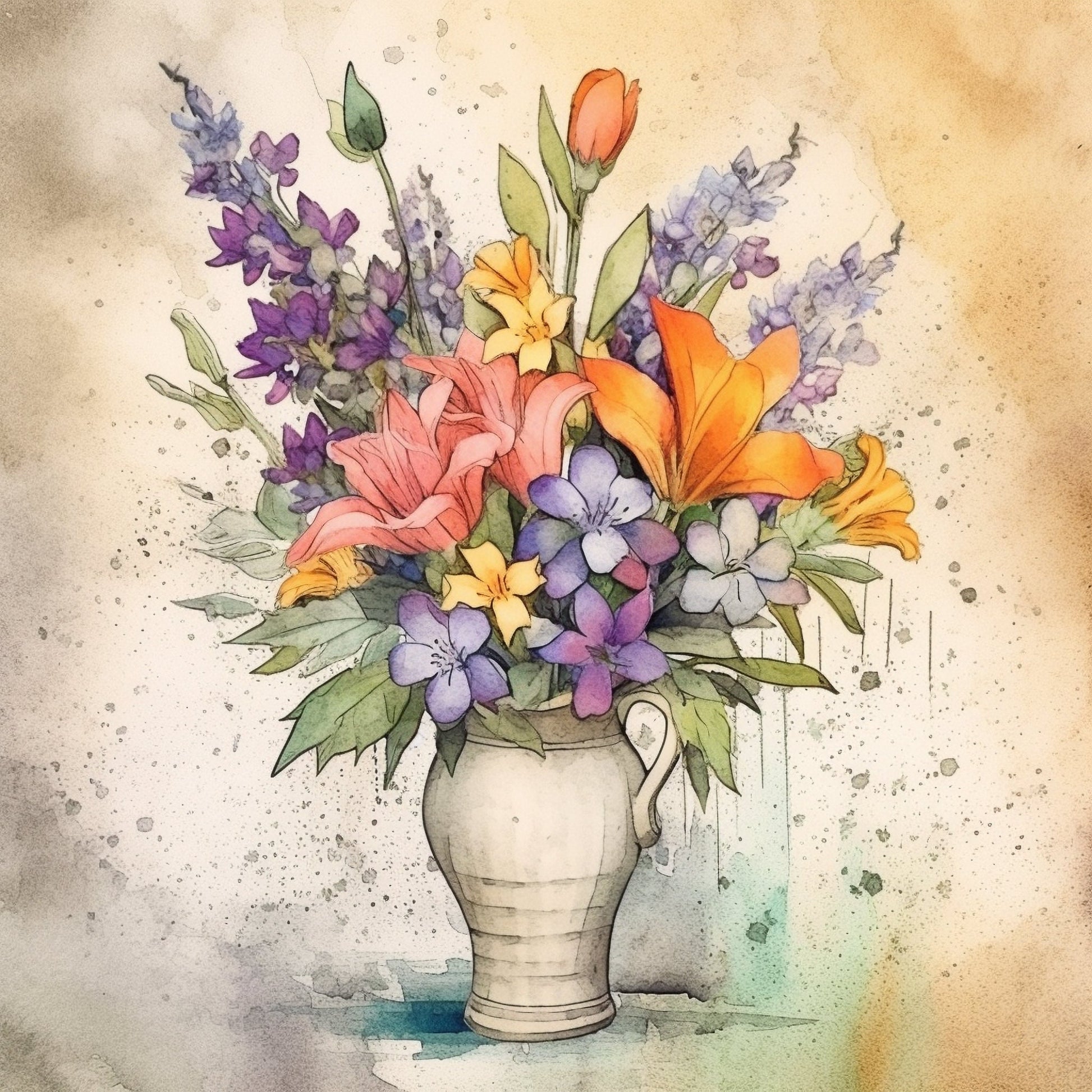Vase of Flowers Clipart - 15 High Quality JPGs - Digital Download - Card Making, Mixed Media, Digital Paper Craft