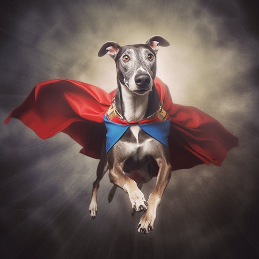 Greyhound Super hero Greetings Card, Valentine's Card, Birthday card, Greyhound Anniversary Card, Wedding Card, Cute Pet card