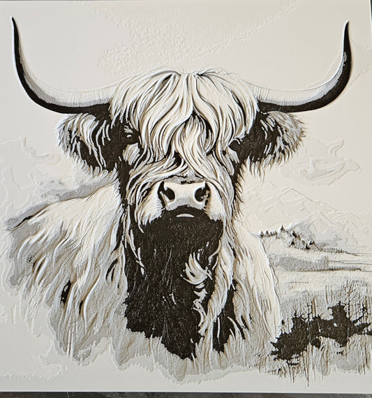 Majestic." 3D Print, Highland Cow art,Highland Cow print,Highland Cow wall art, Highland Cow home decor, Highland Cow art decor with Frame