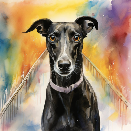 Personalised Greyhound Over the rainbow bridge Greetings Card / (6" x 4") with Envelope - Ideal for any occasion.