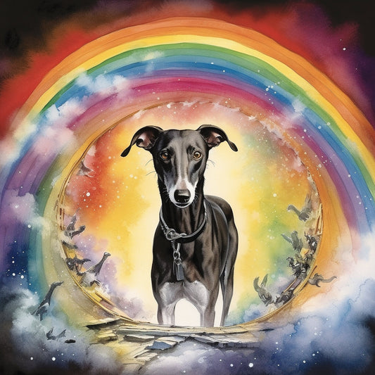 Personalised Greyhound Over the rainbow bridge Greetings Card / (6" x 4") with Envelope - Ideal for any occasion.