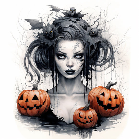 Majestic." Print Watercolour.halloween art,halloween print,halloween watercolour, halloween wall art
