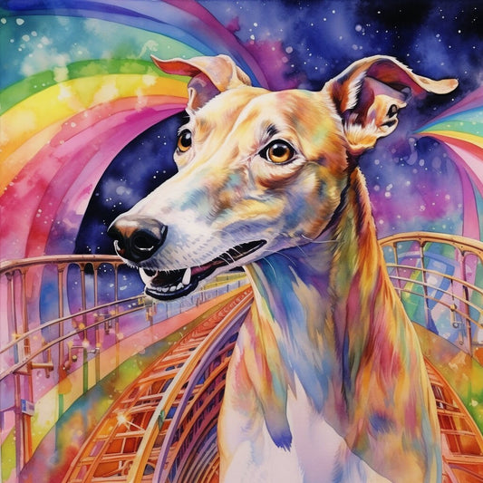 Personalised Greyhound Over the rainbow bridge Greetings Card / (6" x 4") with Envelope - Ideal for any occasion.