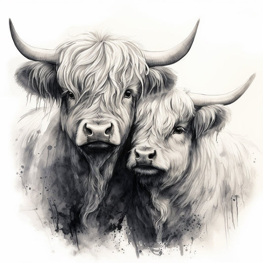 Majestic." Print Watercolour.HighLand Cow art,HighLand Cow print,HighLand Cow watercolour,HighLand Cow wall art