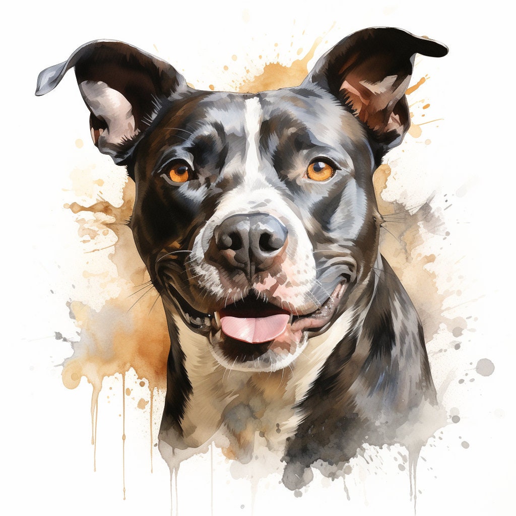 Majestic 10 x Print Watercolour American Bully Dog art American Bully Dog print American Bully Dog watercolour American Bully Dog wall art