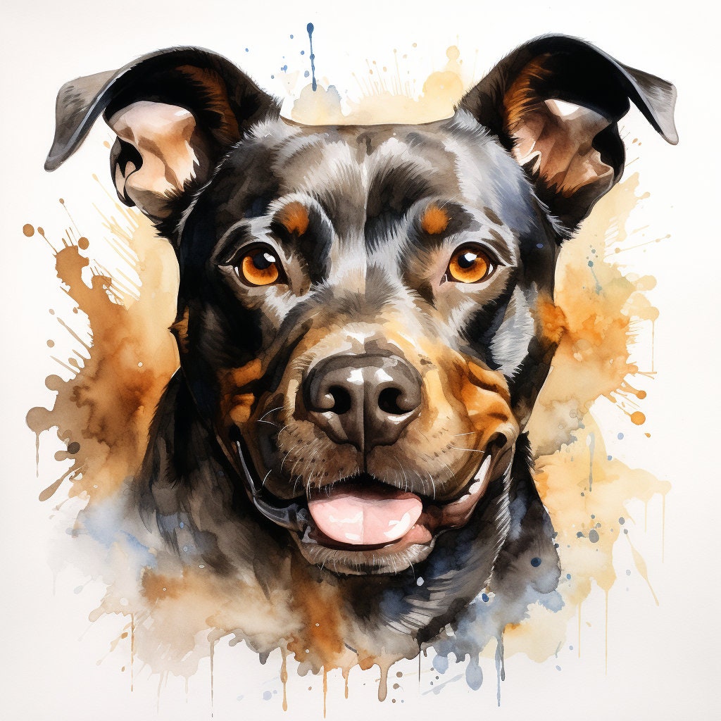 Majestic 10 x Print Watercolour American Bully Dog art American Bully Dog print American Bully Dog watercolour American Bully Dog wall art