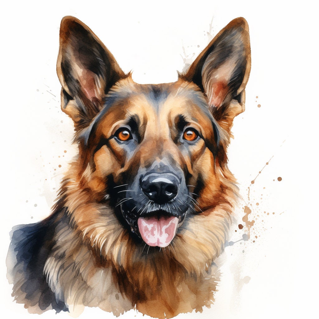 Majestic 10 x Print Watercolour German Shepherd art German Shepherd print German Shepherd watercolour German Shepherd wall art