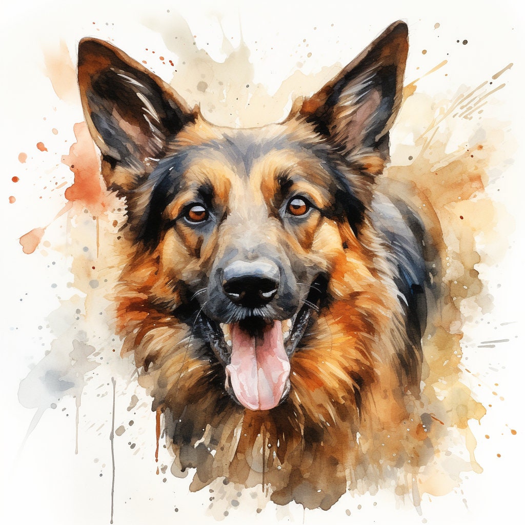 Majestic 10 x Print Watercolour German Shepherd art German Shepherd print German Shepherd watercolour German Shepherd wall art