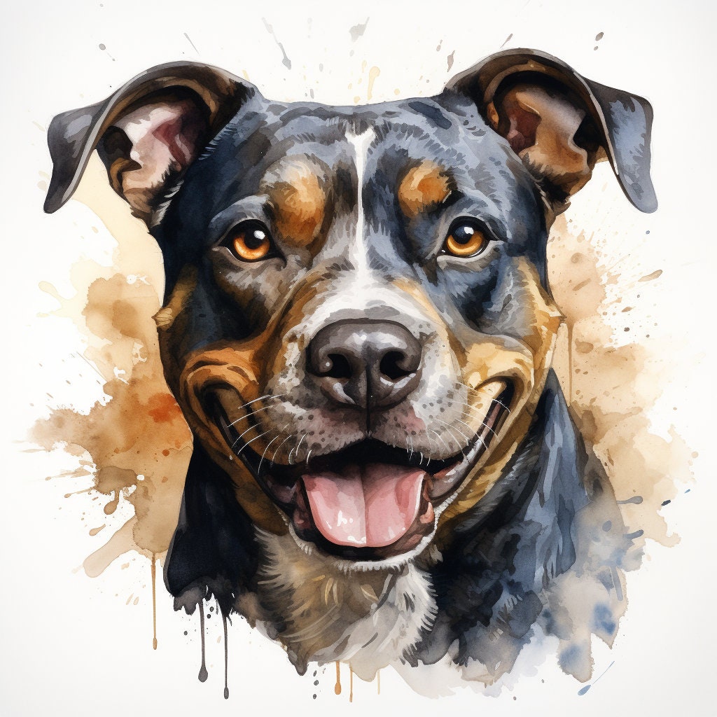 Majestic 10 x Print Watercolour American Bully Dog art American Bully Dog print American Bully Dog watercolour American Bully Dog wall art