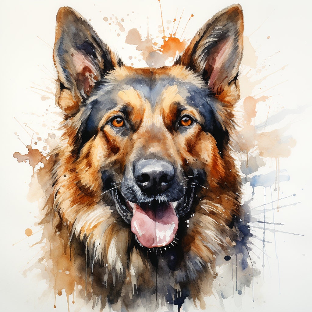 Majestic 10 x Print Watercolour German Shepherd art German Shepherd print German Shepherd watercolour German Shepherd wall art