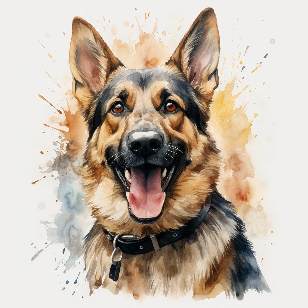 Majestic 10 x Print Watercolour German Shepherd art German Shepherd print German Shepherd watercolour German Shepherd wall art