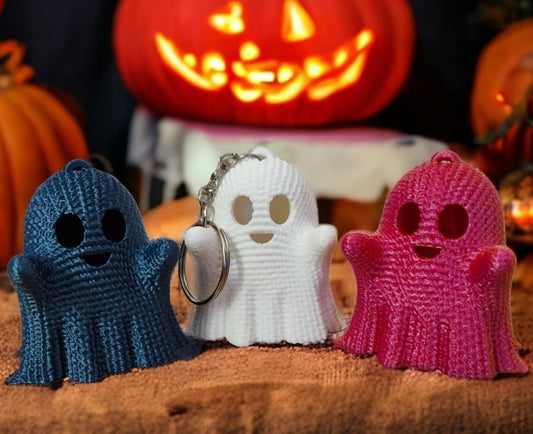 3D Printed Halloween Crochet "look Ghost Keychain | Autumn | Spooky Ghost | Keyring | Key Accessory | 3D Print
