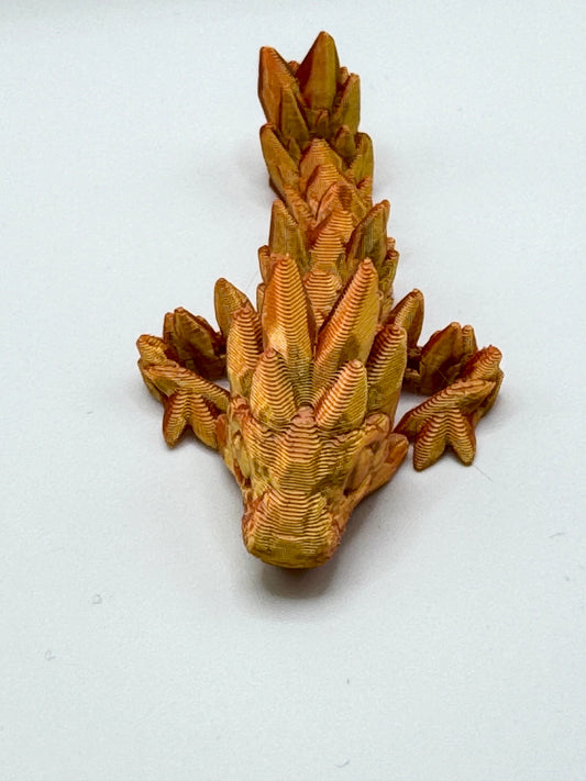 Discover Adorable Magic with our Articulated Baby Gemstone Dragon - 3D Printed in Gold with Cinderwing Design!