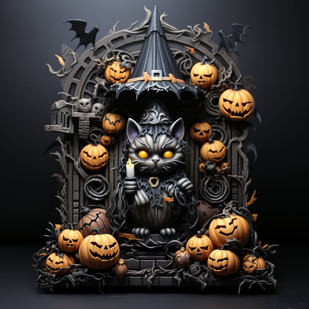 Personalised halloween cat Greetings Card / (6" x 4") with Envelope - Ideal for any occasion.