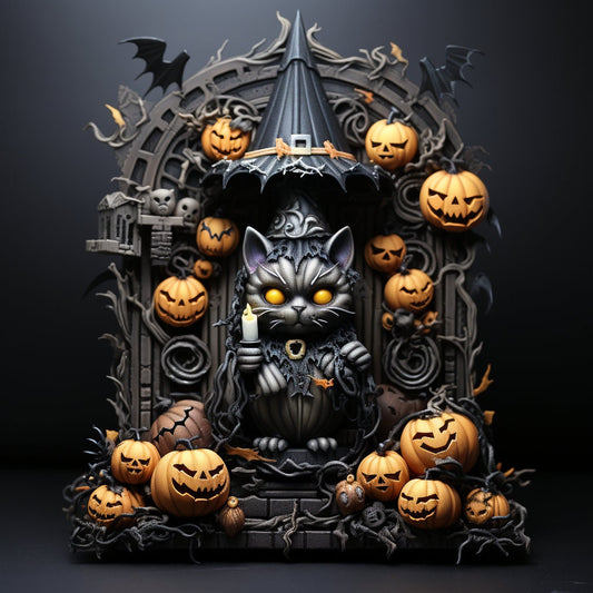 Personalised halloween cat Greetings Card / (6" x 4") with Envelope - Ideal for any occasion.