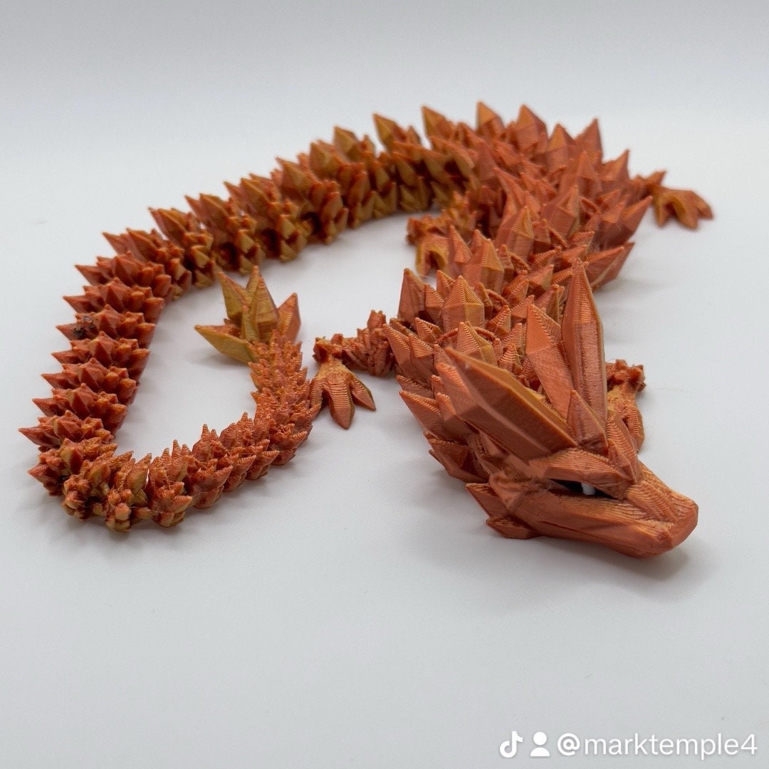Articulated Crystal Dragon 3D Printed High Quality Fine Print Multiple Options Magic Cinderwing Flexible Colours Large Extra Large Strong