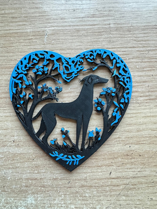 3d printed model of Whippet, Greyhound, Lurcher, Sighthound, saluki. Lightweight ornament, ideal gift, various colours. Stocking filler