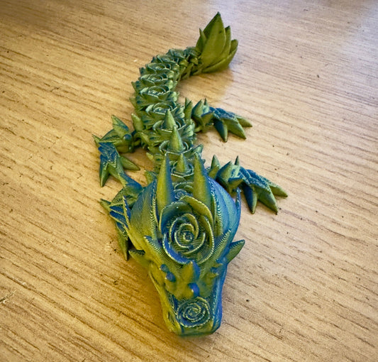Elevate Your Collection with the Articulated Baby Rose Dragon - 3D Printed in Yellow and Blue Cinderwing Design!