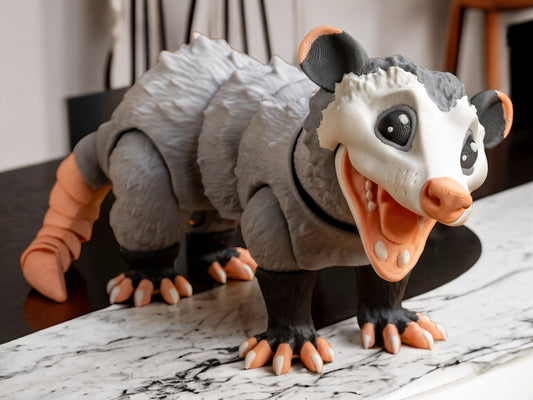 Adorable Articulated Opossum Fidget Toy | 3D Printed Eco-Friendly Desk Companion | Playful Possum Stress Relief Toy | Unique Gift Idea