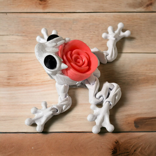 Introducing the Enchanting valentine 3D Printed Frog with a Rose Accent!