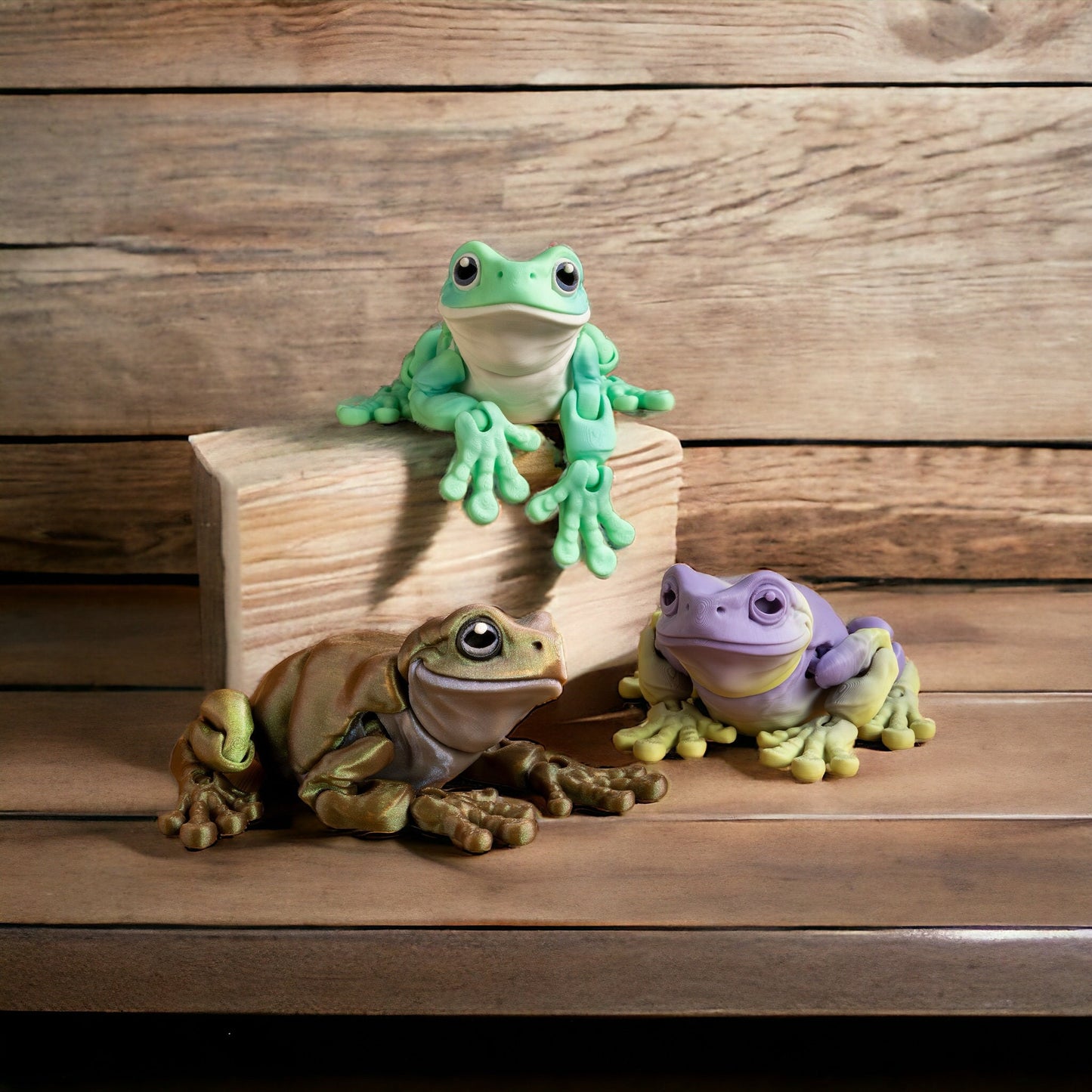 3d printed articulated Tree Frog, White's Tree Frog - MatMireMakes