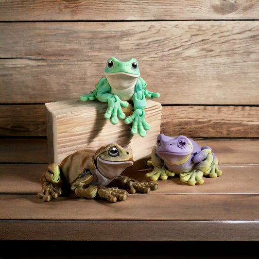 3d printed articulated Tree Frog, White's Tree Frog - MatMireMakes