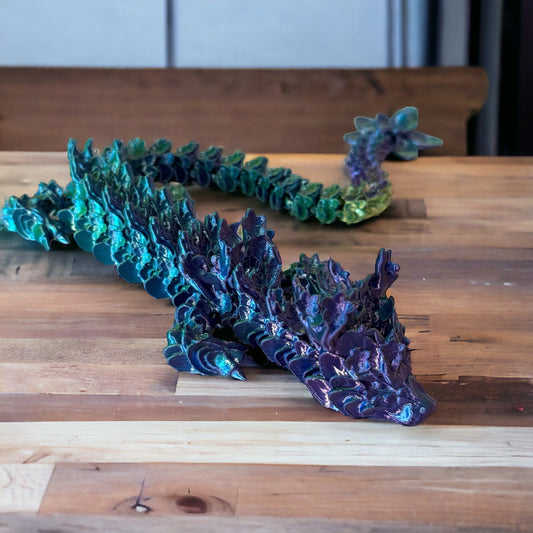 Discover Enchantment with Our Articulated Light Green , Blue & Yellow Dragon - 3D Printed Wonder!