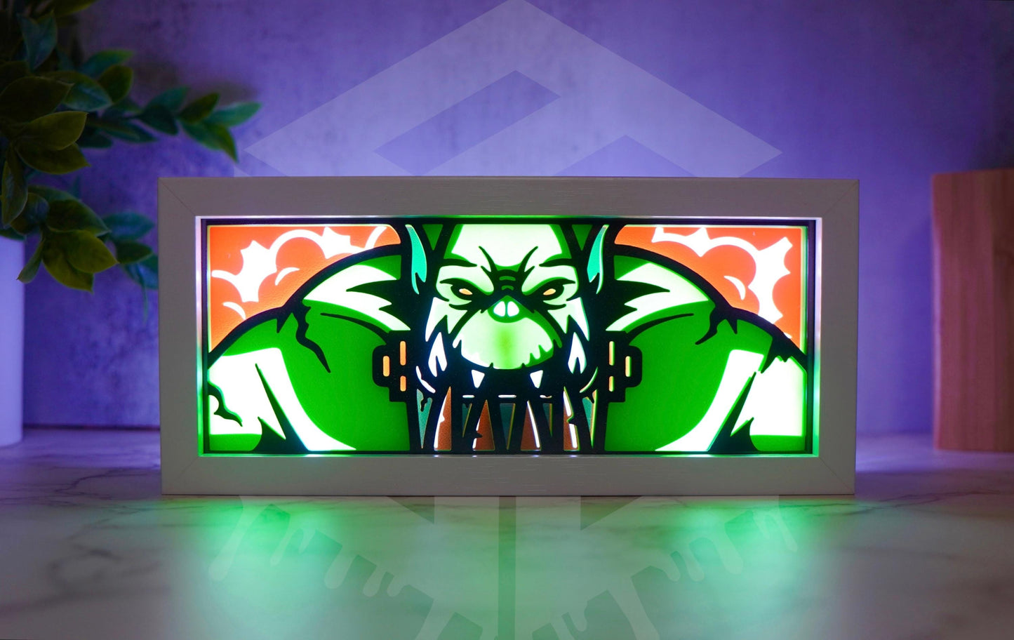 Anime 3D Printed Warhammer 40k - Ork Light Box – Color Changing with Remote | USB Powered