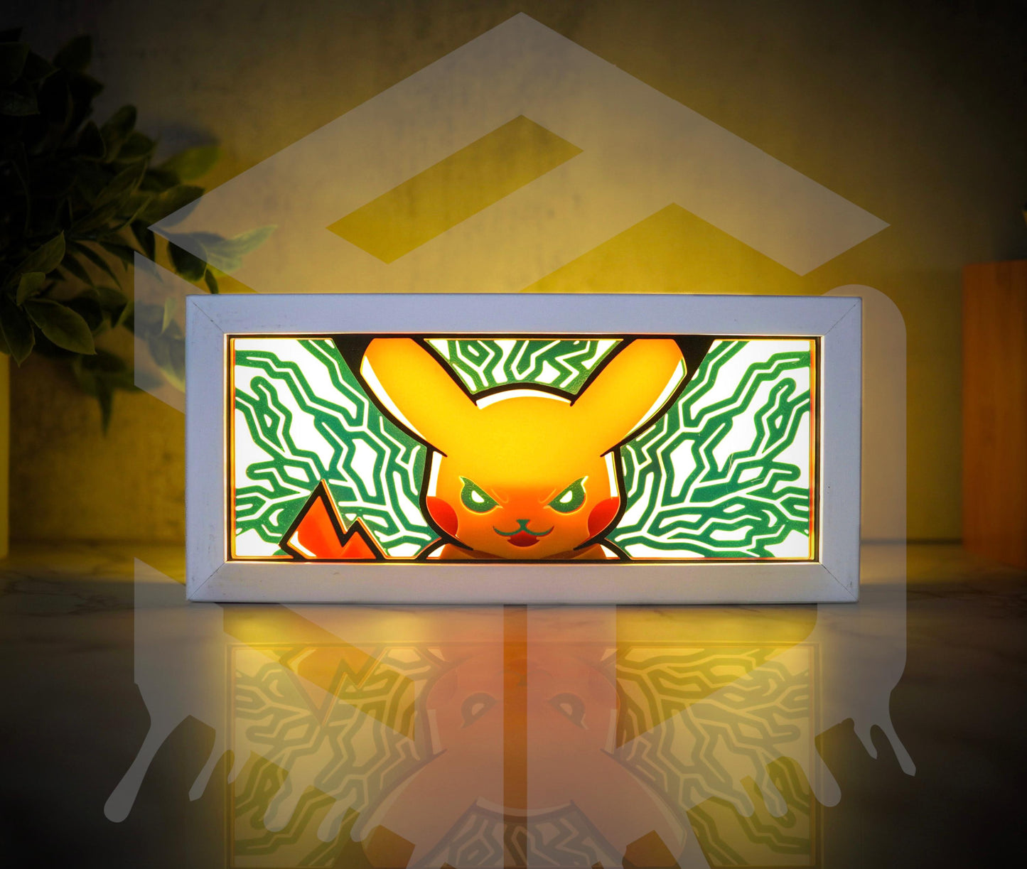 Anime 3D Printed Pikachu Mad Light Box – Color Changing with Remote | USB Powered