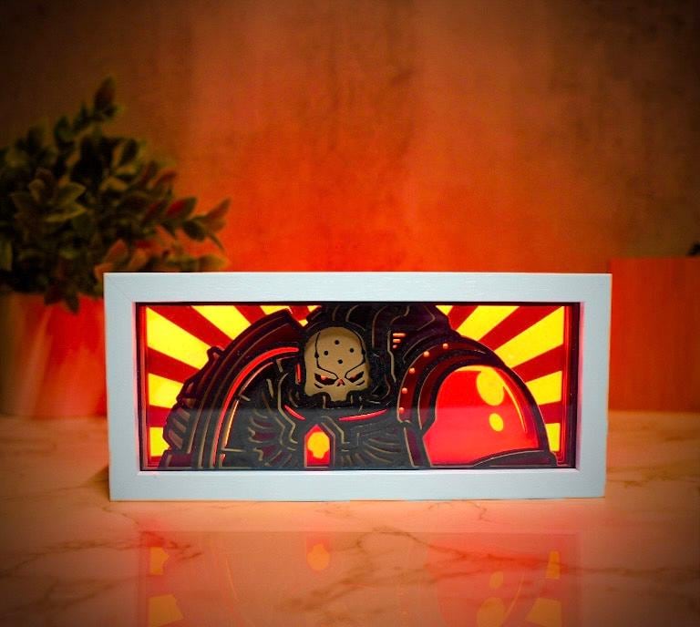 Anime 3D Printed Warhammer 40k Chaplain Light Box – Color Changing with Remote | USB Powered