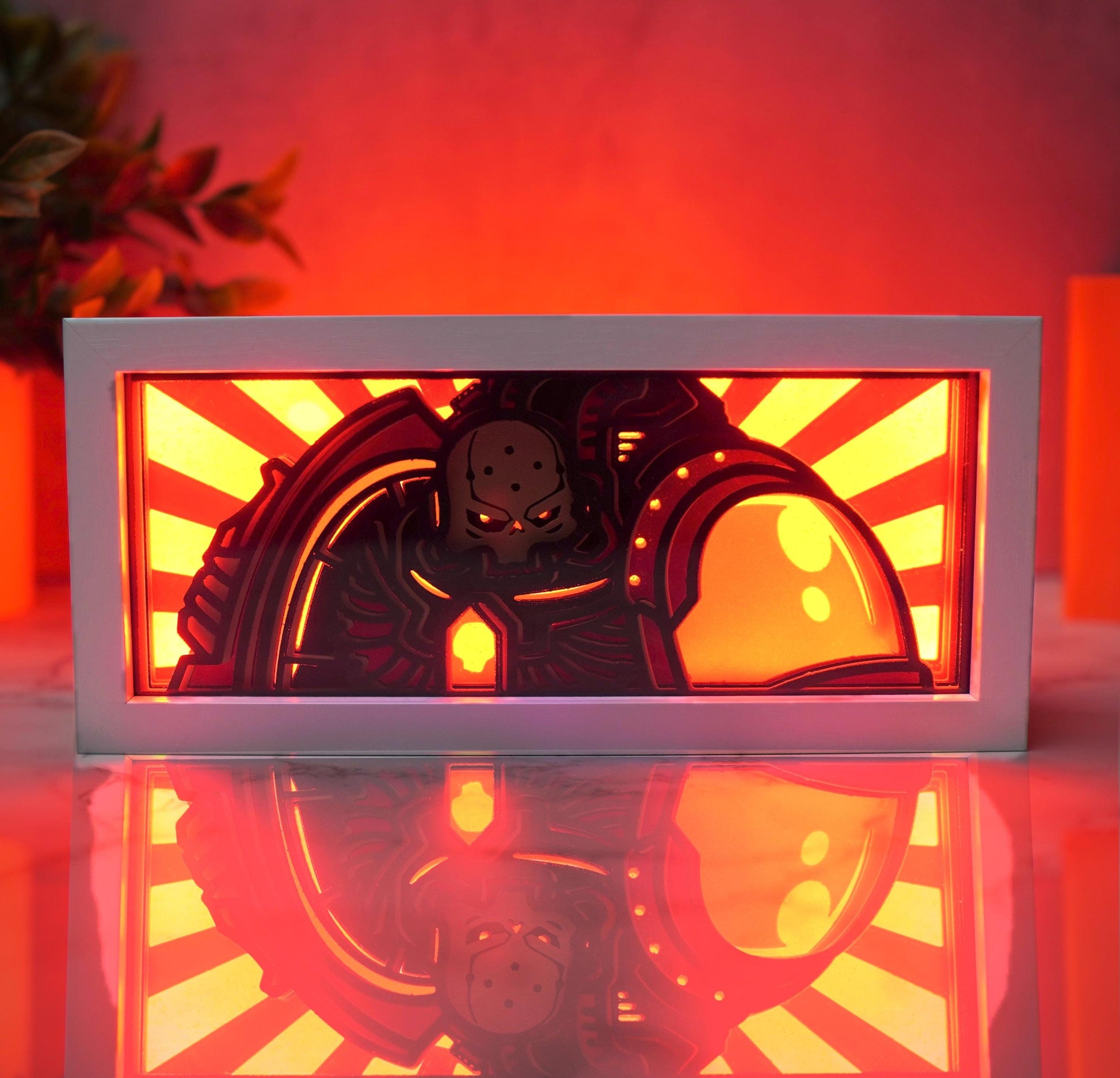 Anime 3D Printed Warhammer 40k Chaplain Light Box – Color Changing with Remote | USB Powered