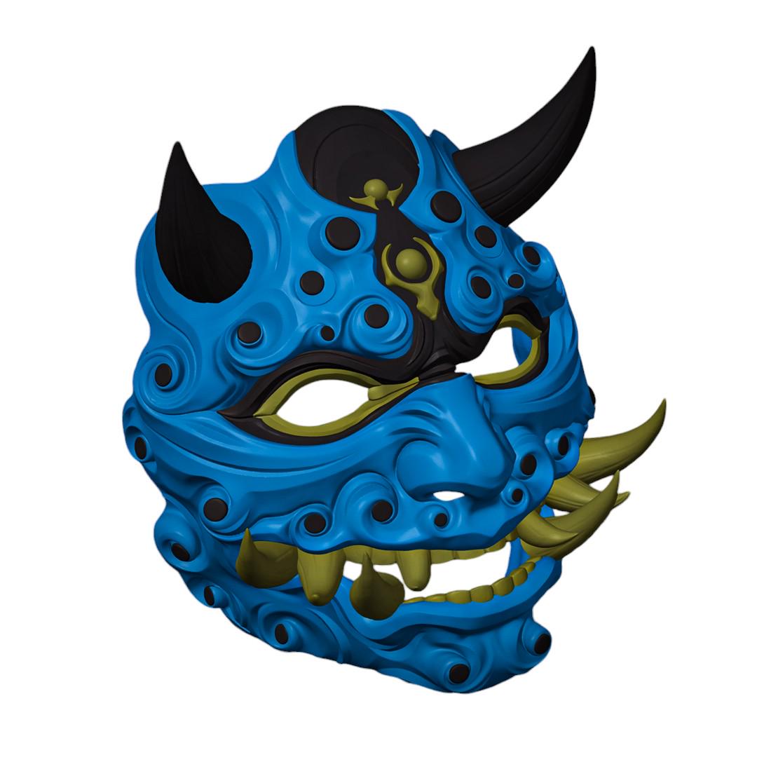 Honnari mask, Honnari Mask with Sharp Teeth - Unique Japanese Art, japanese mask