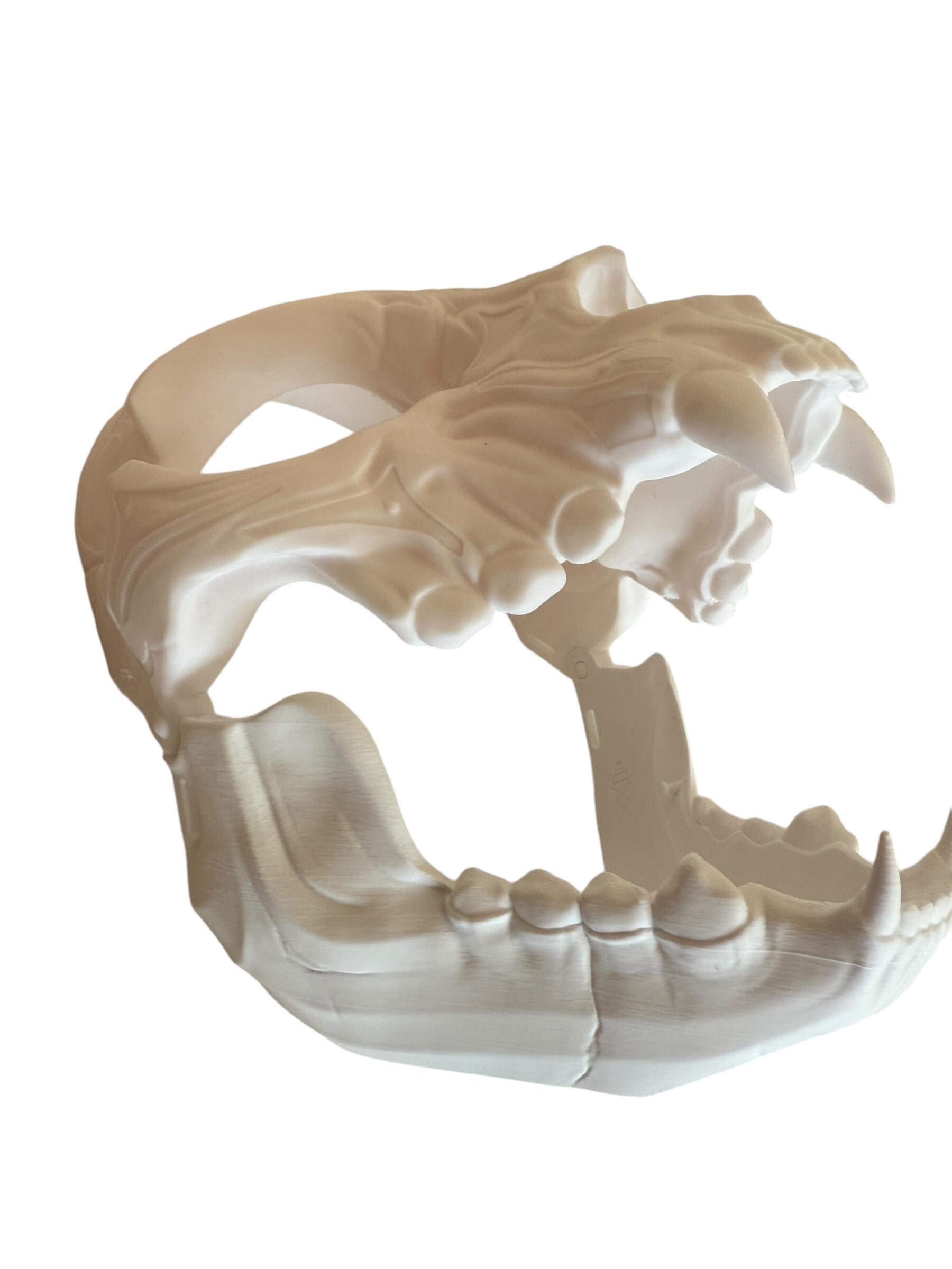 Feline Skull Mask, Feline Skull Mask with Sharp Teeth - Unique Japanese Art, japanese mask