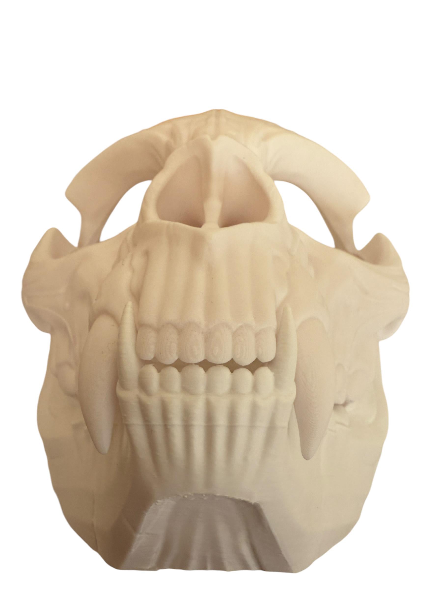 Feline Skull Mask, Feline Skull Mask with Sharp Teeth - Unique Japanese Art, japanese mask