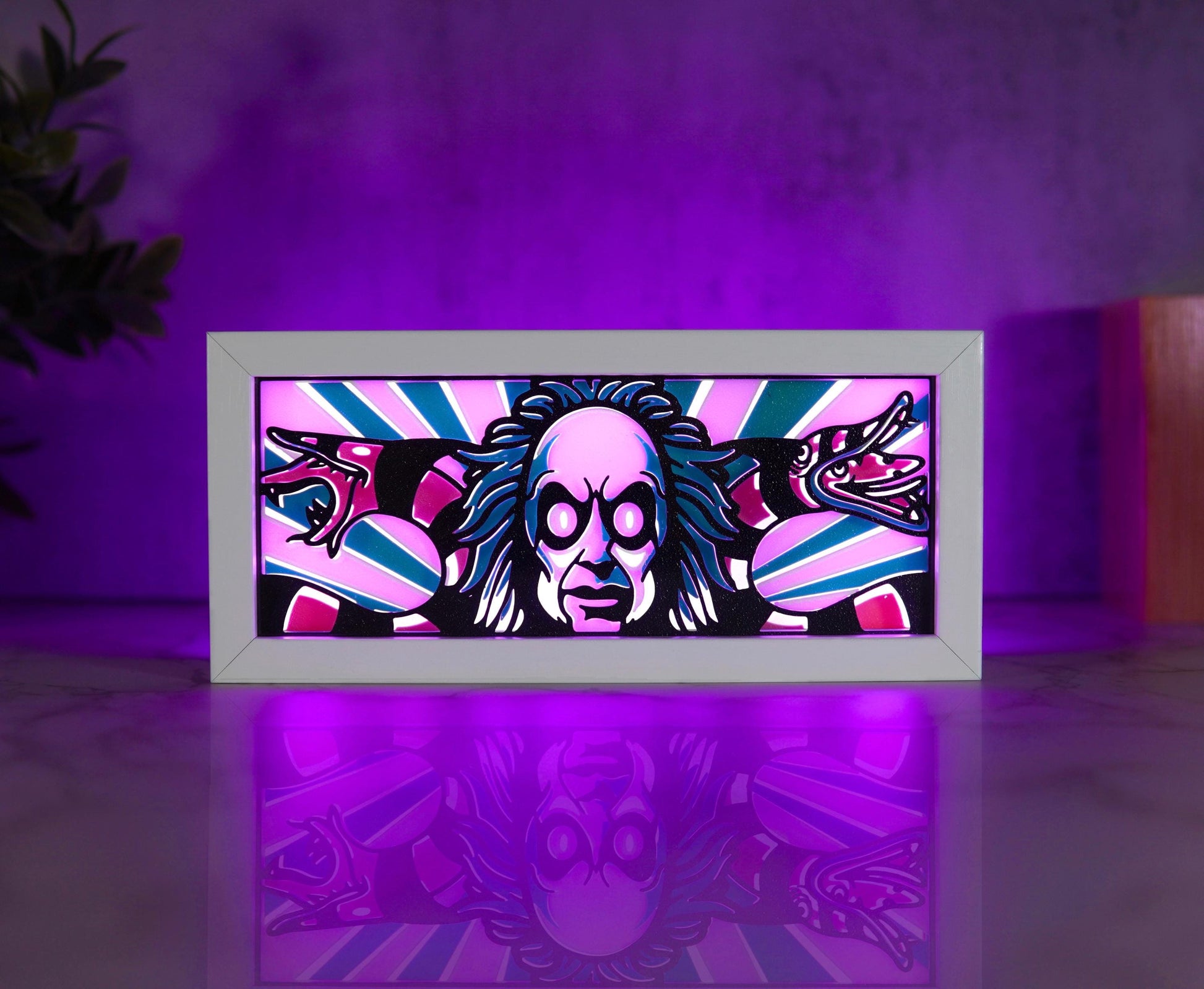 Anime 3D Printed Beetlejuice Light Box – Color Changing with Remote | USB Powered