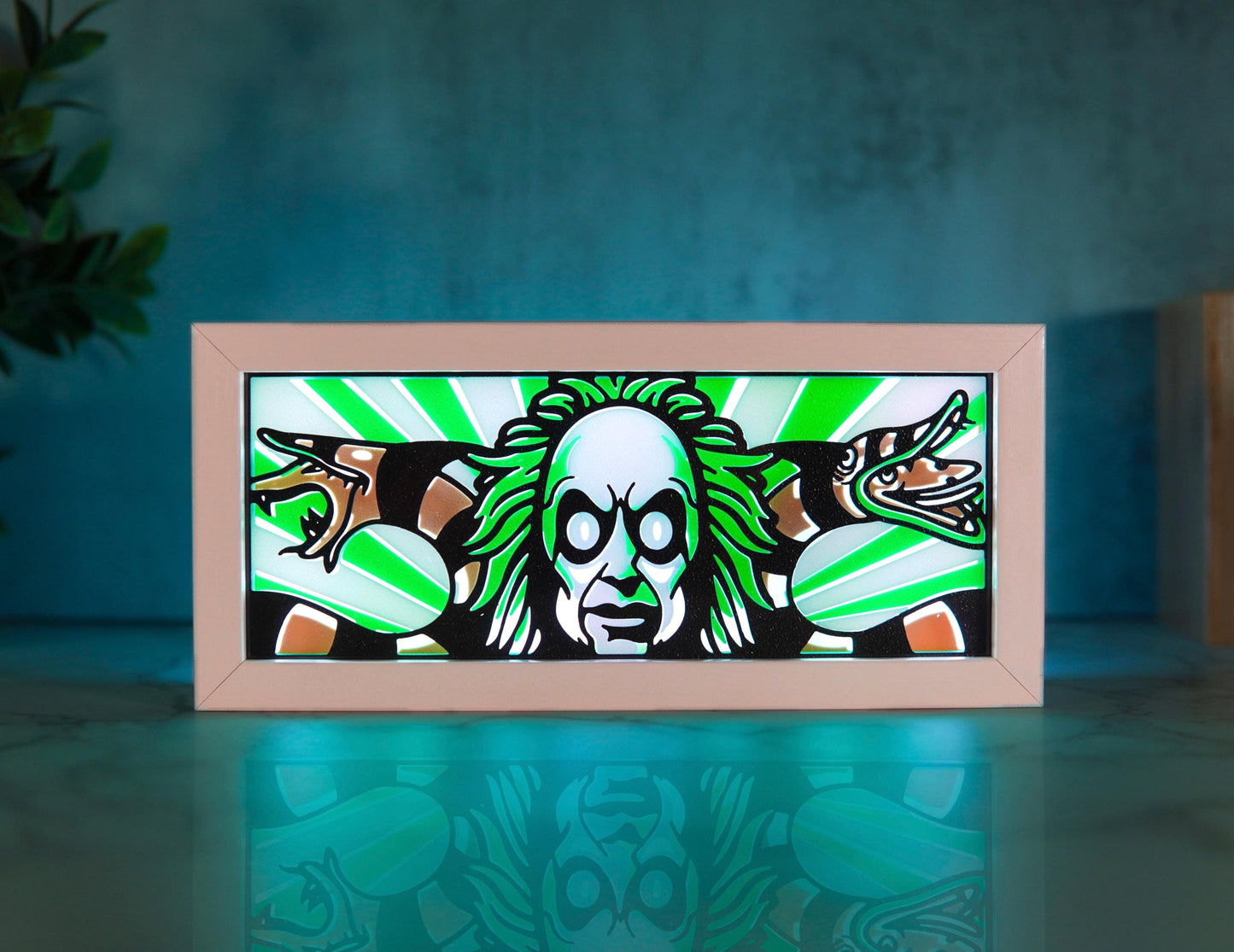 Anime 3D Printed Beetlejuice Light Box – Color Changing with Remote | USB Powered