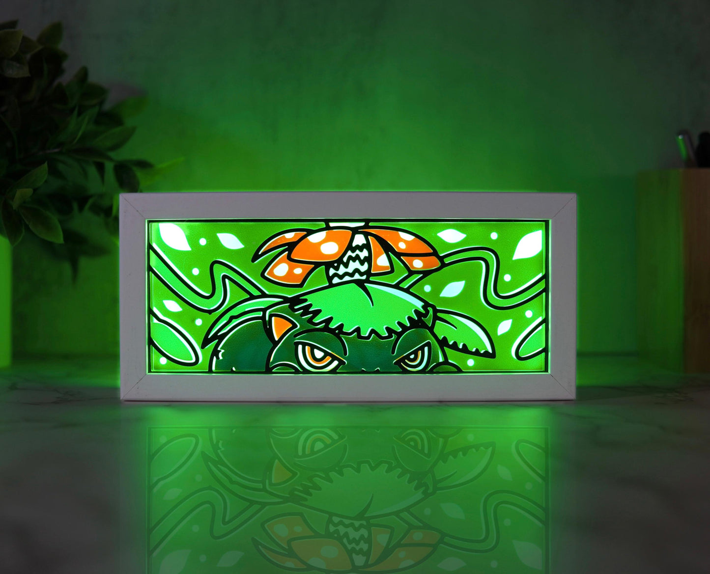 Anime 3D Printed Venusaur Light Box – Color Changing with Remote | USB Powered