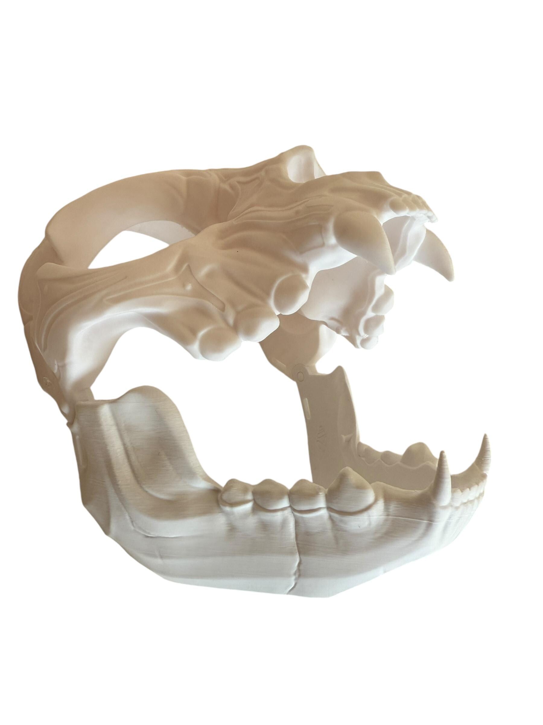 Feline Skull Mask, Feline Skull Mask with Sharp Teeth - Unique Japanese Art, japanese mask