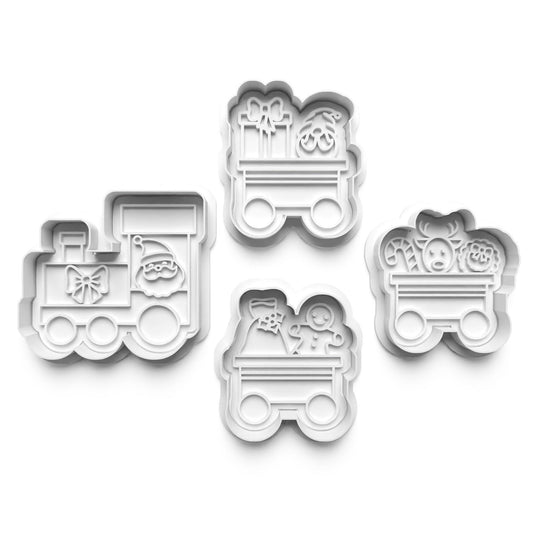 Festive 3D Printed Xmas Train Cookie Cutter Set - All Aboard the Holiday Baking Express!