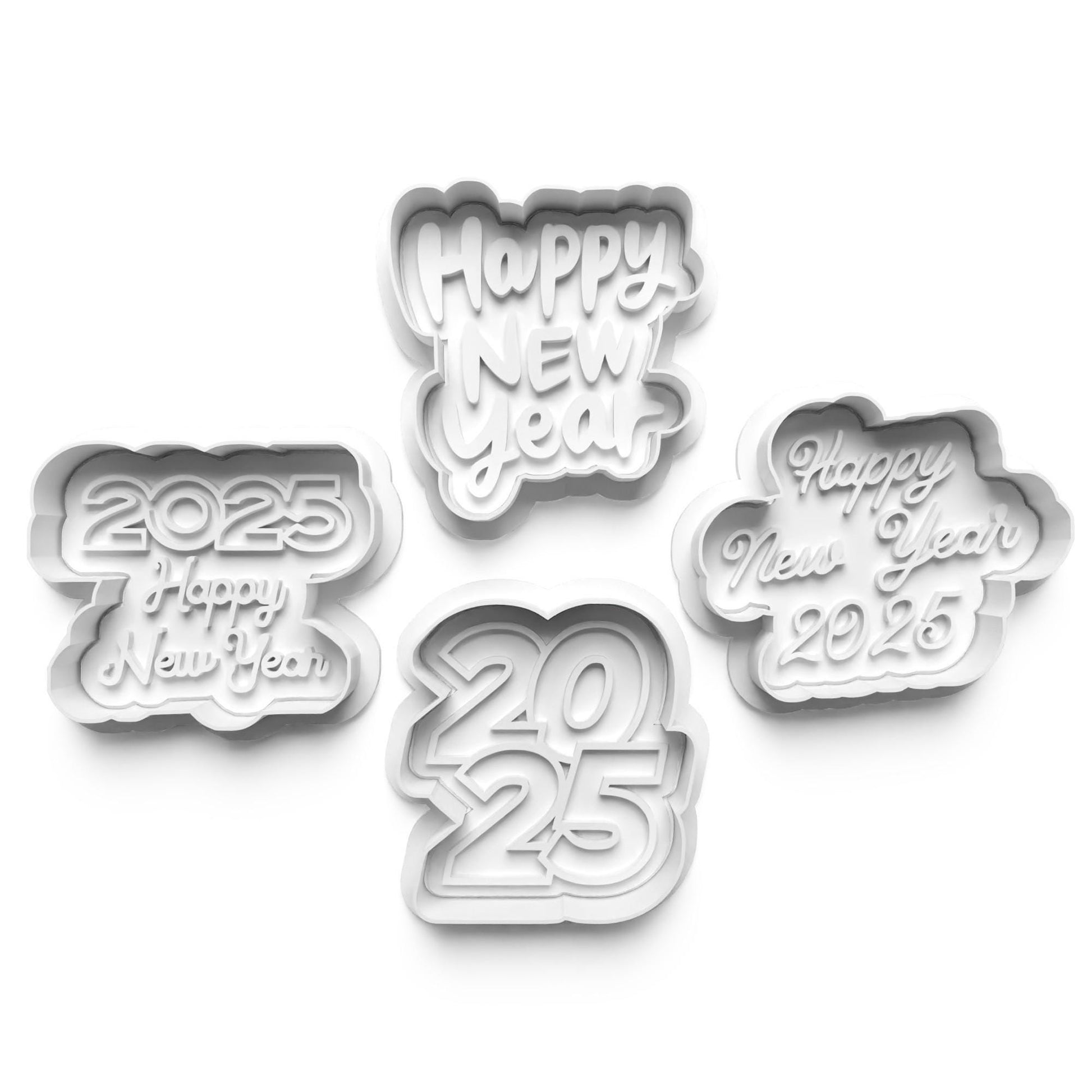 3D Printed Happy New Year 2025 Cookie Cutter Set – Ring in the New Year with Sweet Treats!